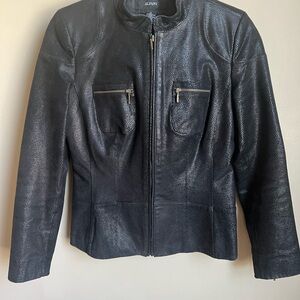 Vintage real suede leather jacket maderine collar small